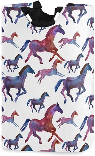 visesunny Cesto de ropa grande con asa de animales de caballo bonito con asa, plegable, duradera, bolsa de lavandería, contenedor de juguetes para