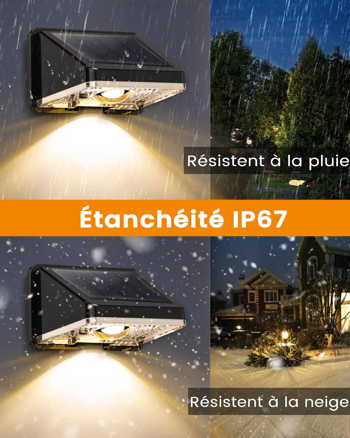 Applique Solaire Exterieur 16 Unités Lumiere Solaire Extérieur Blanc Chaud Lampe Solaire Murale Exterieur Étanche avec Joli Éclairage d'ambiance pour Clôture, Mur et Jardin
