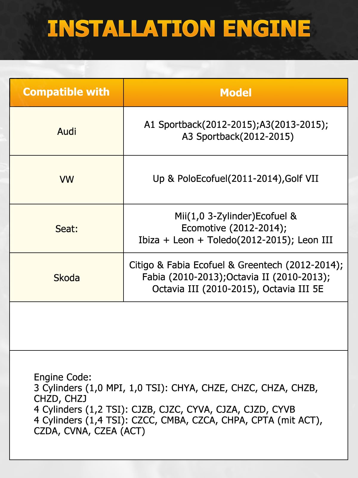 6Pcs Juego Herramientas Ajuste de Motor para VAG EA211, 1.0, 1.2, 1.4 FSI TSI TSI TFSI, Compatible con VW, Audi, Jetta, Seat, Skoda