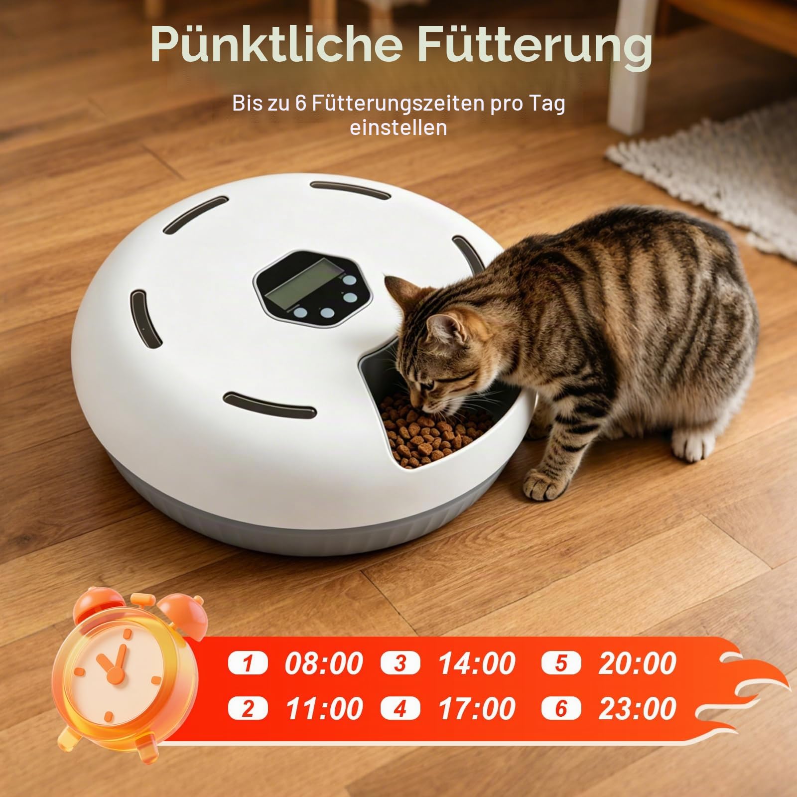 Futterautomat Katze Nassfutter mit Kühlung 6 Mahlzeiten Programmierbar,Kabelloser Nassfutterautomat für Katzen mit Kühlakkus,katzenfutterautomat Batteriebetrieben für Katzen & Hunde