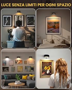 Applique da parete senza fili, LED 4000 mAh con telecomando, ricaricabile tramite USB, illuminazione magnetica per quadri, bagno, nero | Leroy Merlin