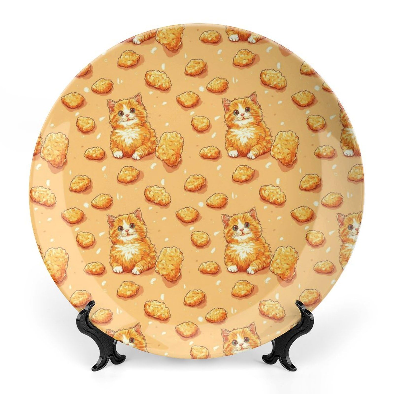 DULAHR Chicken Cat Nugget Bone China Decorative Plate Ceramic Decorative Plate Home Wall Decor with Vertical Stand Decorative Plates