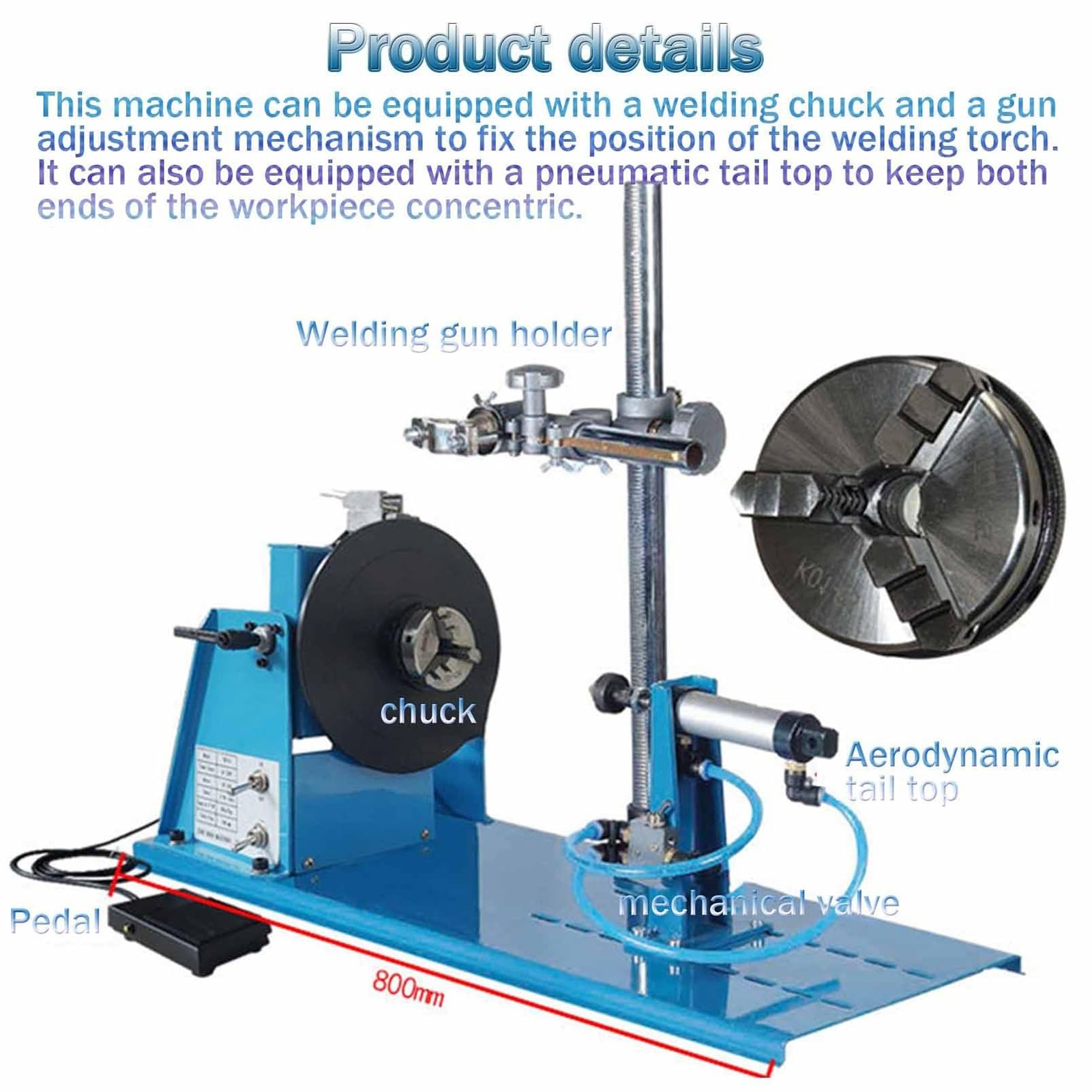 Platine de positionnement de soudage, capacité de 10 kg avec interrupteur à pied, vitesse réglable 2-20 R/min, manipulateur efficace pour les tâches de soudage de précision