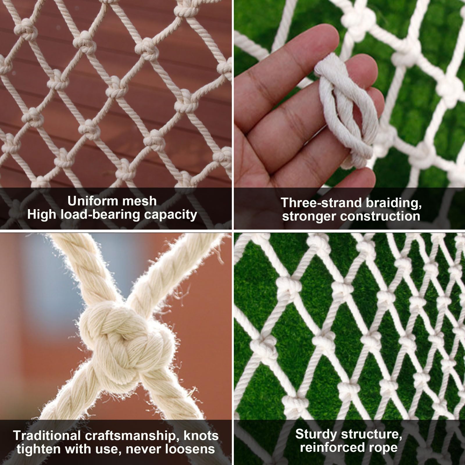 Rete Protezione Bambini Animali 100% Cotone Rete di Sicurezza per Balcone Finestre Terrazze Giardini Ringhiera Morbido e Resistente Universale Resistente Alle Intemperi(Size:1*3m(3*10ft),Color:Bianco)