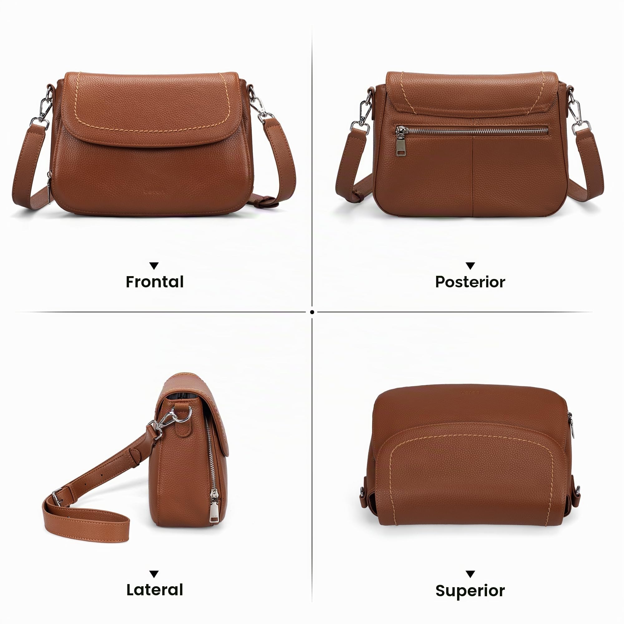 befen Bolsos cruzados de piel auténtica para mujer, bolsos pequeños para mujer, bolsos de mano para mujer, bolso de teléfono RFID con cartera integrada