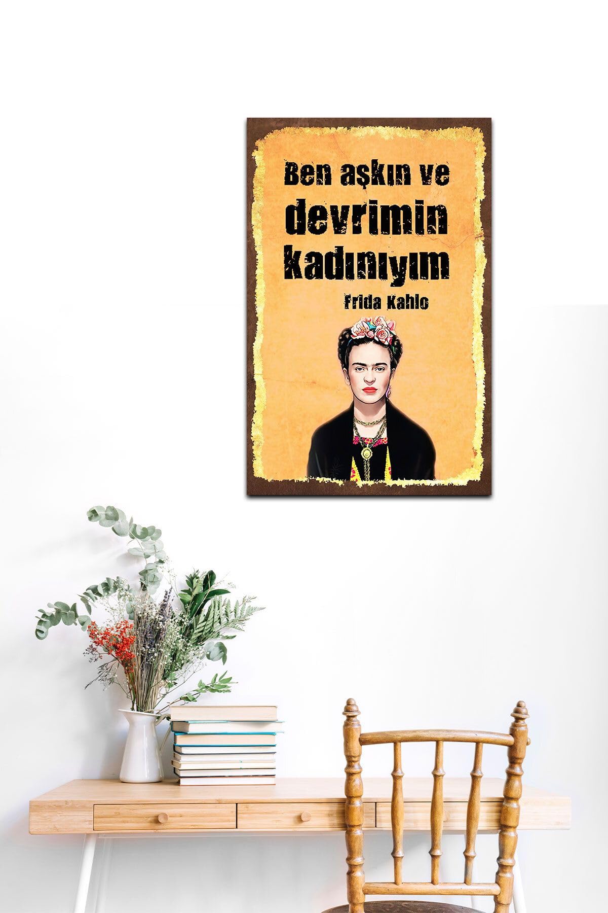 Dekolia Ben Aşkın Ve Devrimin Kadınıyım Retro Vintage Ahşap Mdf Tablo
