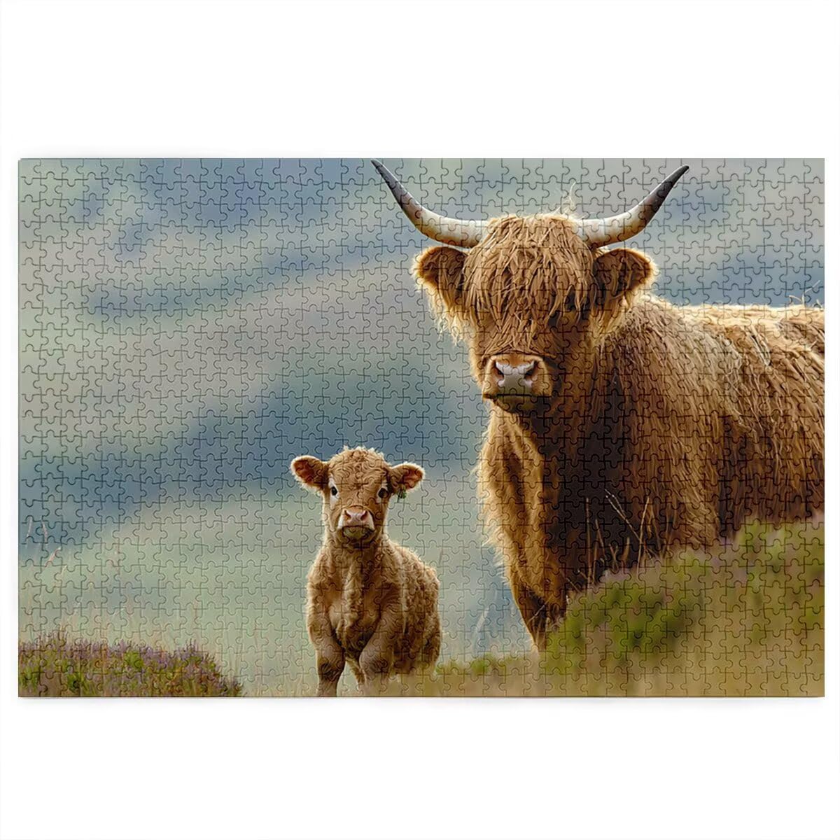 Puzzle 1500 Piezas Adultos, Puzzle 1500 Piezas de Madera, Rompecabezas para Adultos Animal Patrón, Rompecabezas Desafiante para Toda la Familia, Regalos Originales para Mujer, Tema: Highland Cow, D-42