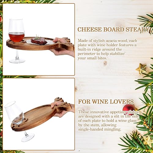 Miniatura 3 de 6 tablas de embutidos de Navidad, platos de aperitivo de vino, madera de acacia, platos individuales de vacaciones, bandeja de servir, cornamenta de