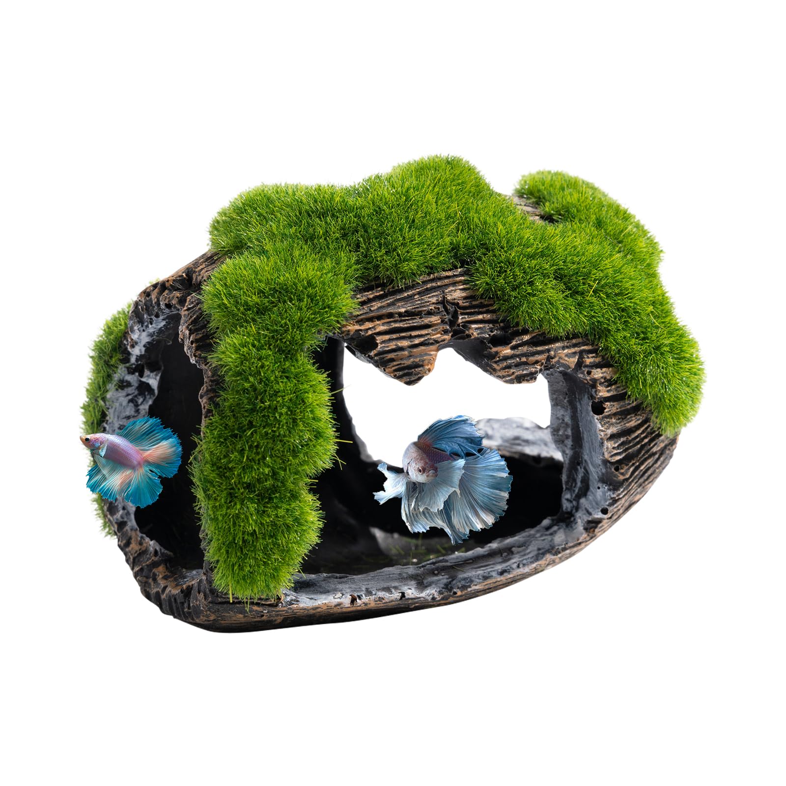 Swirge Betta Broken Barrel Decor Fish Tank Accessories, Resin Fish Hide Cave Aquarium Decoration Fish Tank Toys Hole Accessories (Large)