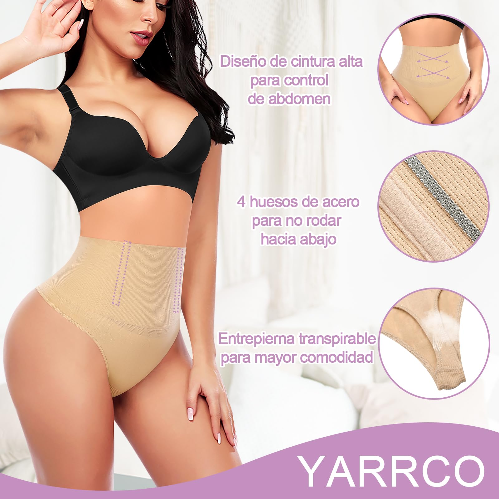 YARRCO Faja Tanga Reductora Mujer Vientre Plano Adelgazante Abdomen Cintura Alta Shapewear Postparto