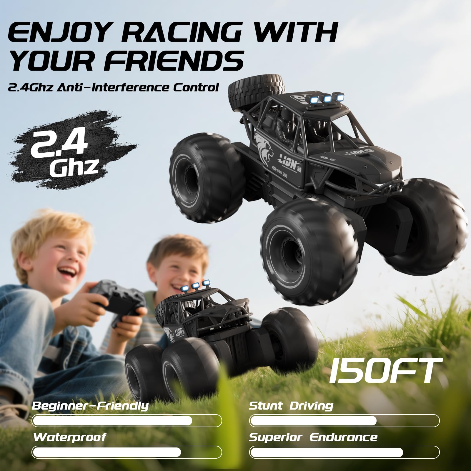 Coche-Barco Anfibio RC 4DRC Y10 – 2.4GHz Con Giro 360° Y 60 Min De Autonomía – Impermeable IPX7 – Regalo Para Niños