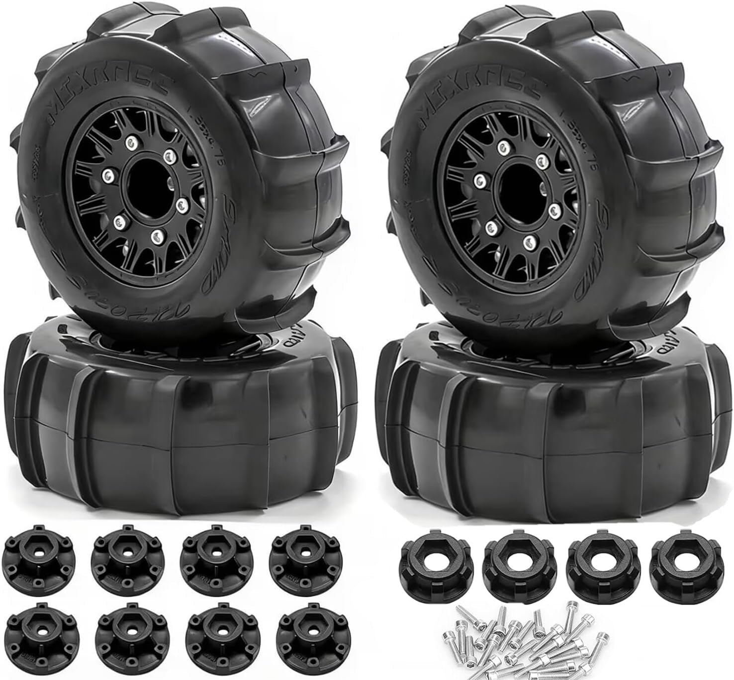 1/10 Short Course Truck Sand Tires Snow Tyres with 12 14 17mm Wheel Hex for Arrma Senton Tires Slash Tires Axial Redcat Rc4wd RC Car(Black)