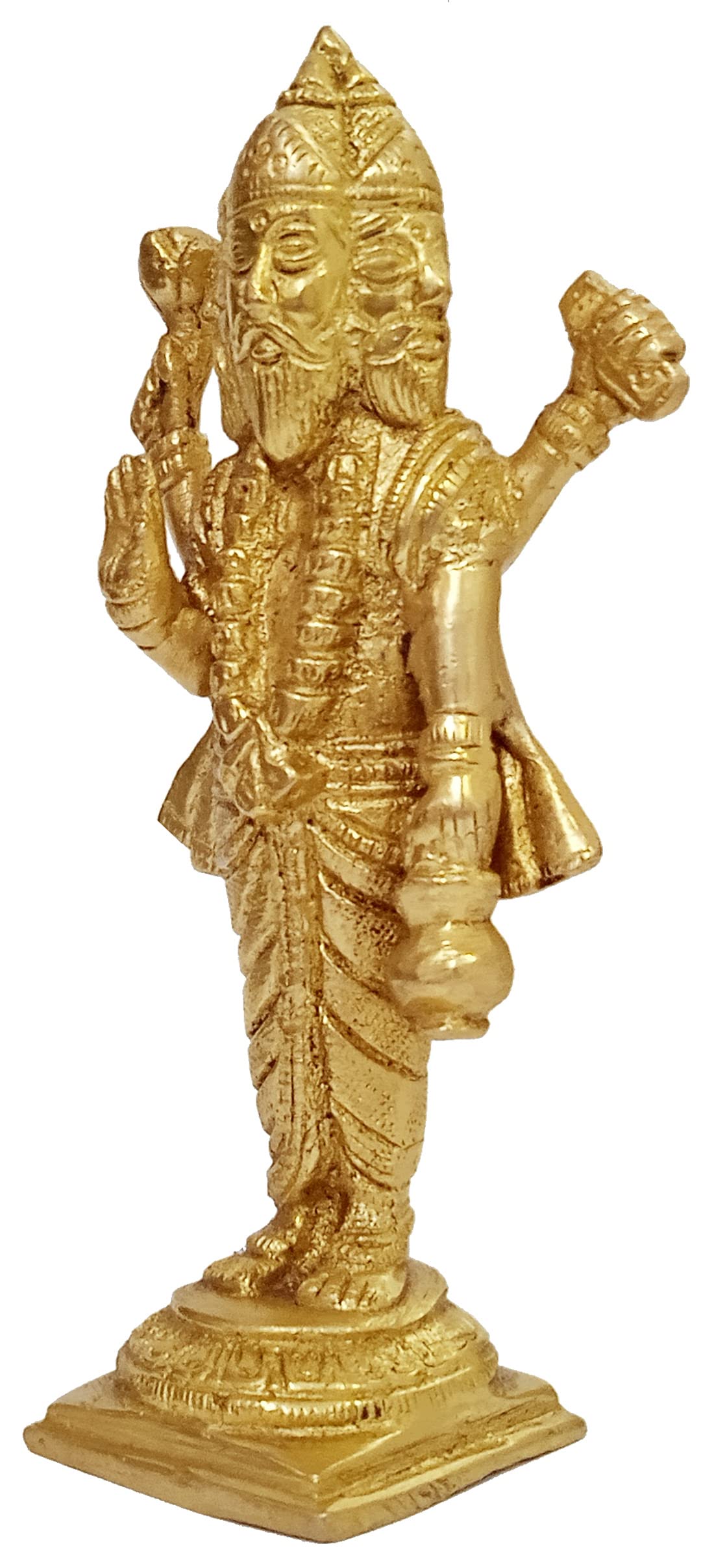 Purpledip Brass Idol Brahma (Thai Phra Phrom), Creator of Universe: Hindu God With Four Heads, Rare Collectible Statue (12045A) - Image 3