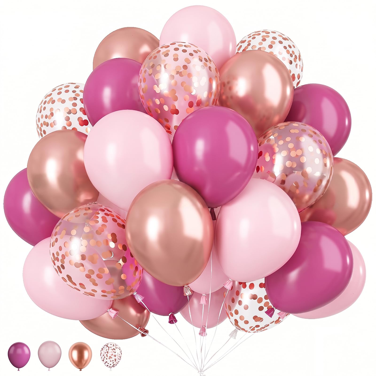 Rose Gold Magenta Pink Balloons 100 Pieces(Rose Gold & Magenta & Pink)