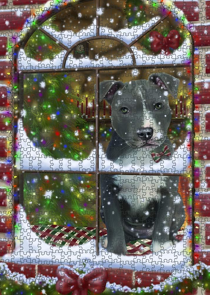 Please Come Home for Christmas American Staffordshire Dog Jigsaw Puzzle for Adults - Animal Printed Interlocking Puzzle Game Artwork - Gift for Dog Lover's -1000 Pcs 29.5"x19.7", PZLE56983