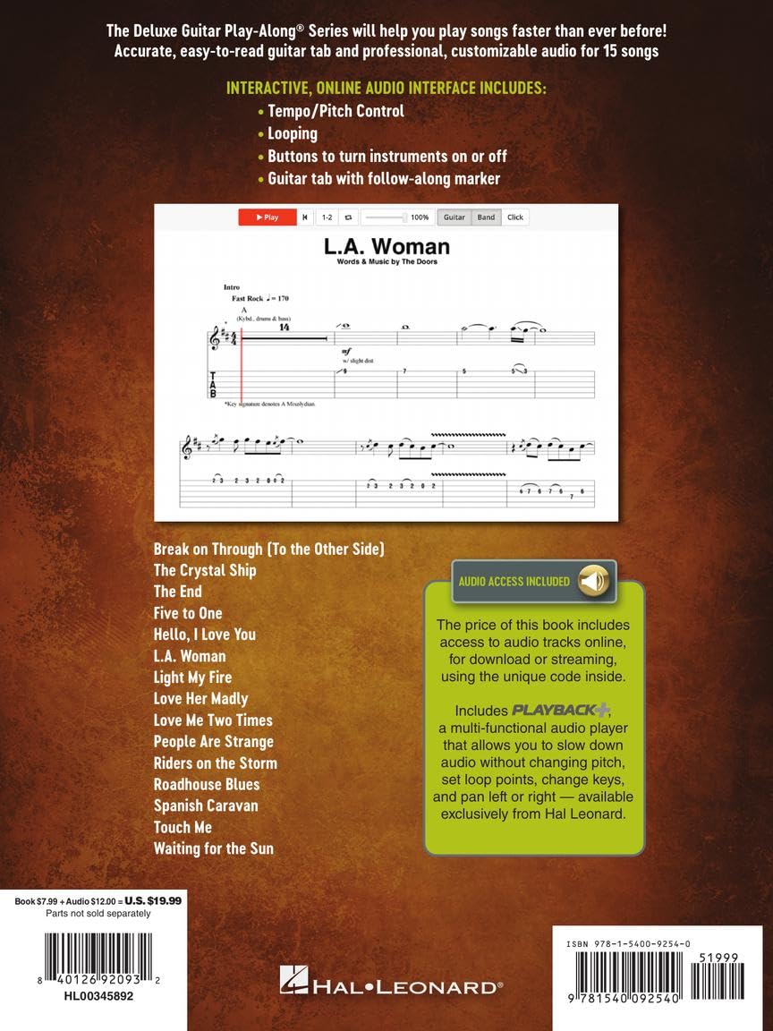 The Doors: Deluxe Guitar Play-Along Volume 25 - 15 Songs with Backing Tracks & Synchronized Tab and Audio