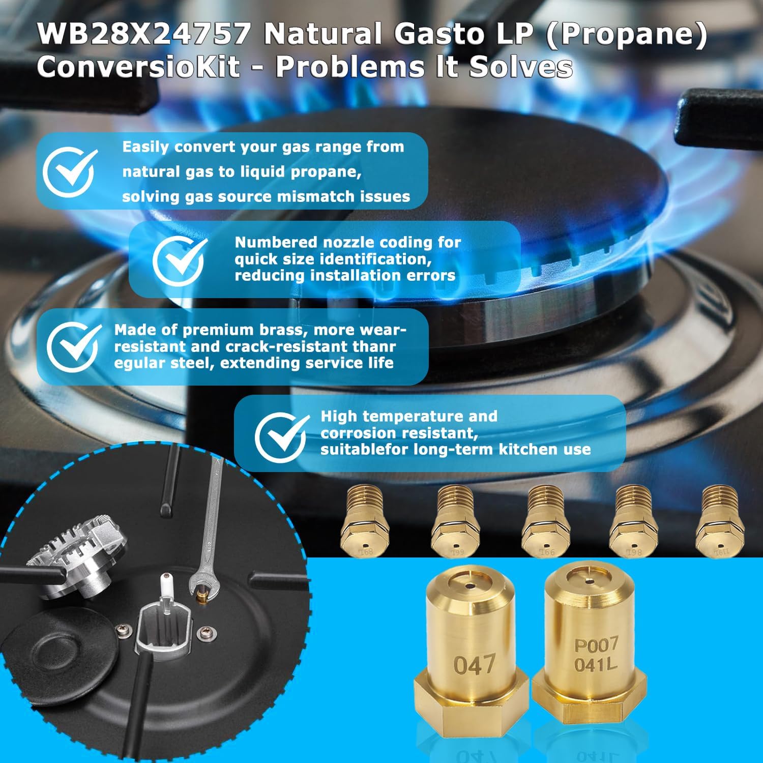 WB28X24757 LP Liquid Propane Gas Conversion Kit Easy Install LP Propane Conversion Kit for GE, Hotpoint, Kenmore RCA Ranges - Replaces WB28X24757, WB28X39132 & AP6996738
