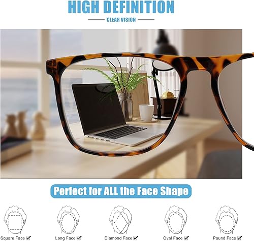 Miniatura 4 de WEMOOTANTS Lentes de lectura de gran tamaño para hombre, 1.25, cuadrados, lectores ligeros, de moda, para lector de nerd 1.00, 1.25+ 1.50, 1.75,