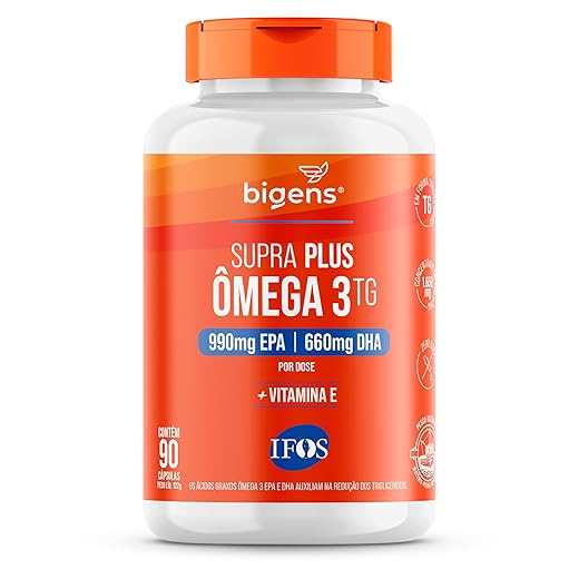 Bigens Supra Plus Ômega 3 + Vitamina E, 990mg EPA | 660mg DHA, Selo Internacional de Qualidade MEG-3®, 90 Cápsulas, Forma TG (Triglicerídeos)