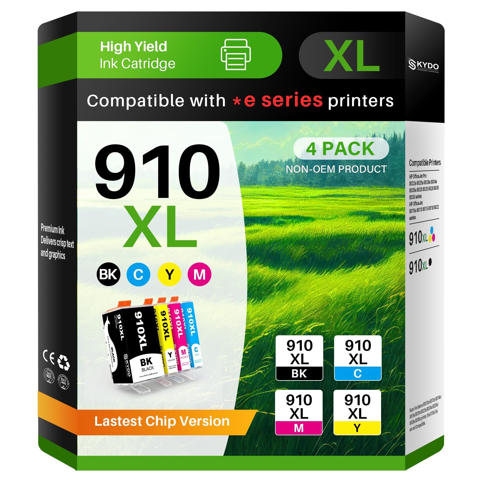 Photo 1 of 910XL Ink Cartridges Combo Pack Compatible for 910 910XL ink cartridges 8015 8015e Ink Work with OfficeJet 8015e 8025 8010 OfficeJet Pro 8025e 8028e 8020 8035 8028 Printers (Black Cyan Magenta Yellow)