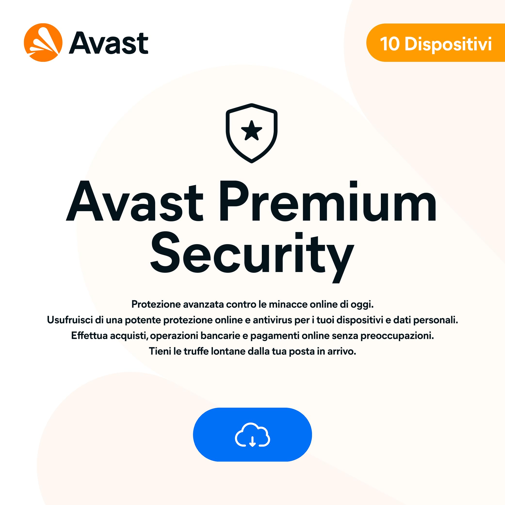Avast Premium Security 2024 - Protezione antivirus - Download | 10 Dispositivo | 1 Anno | PC/Mac | Codice d'attivazione via email