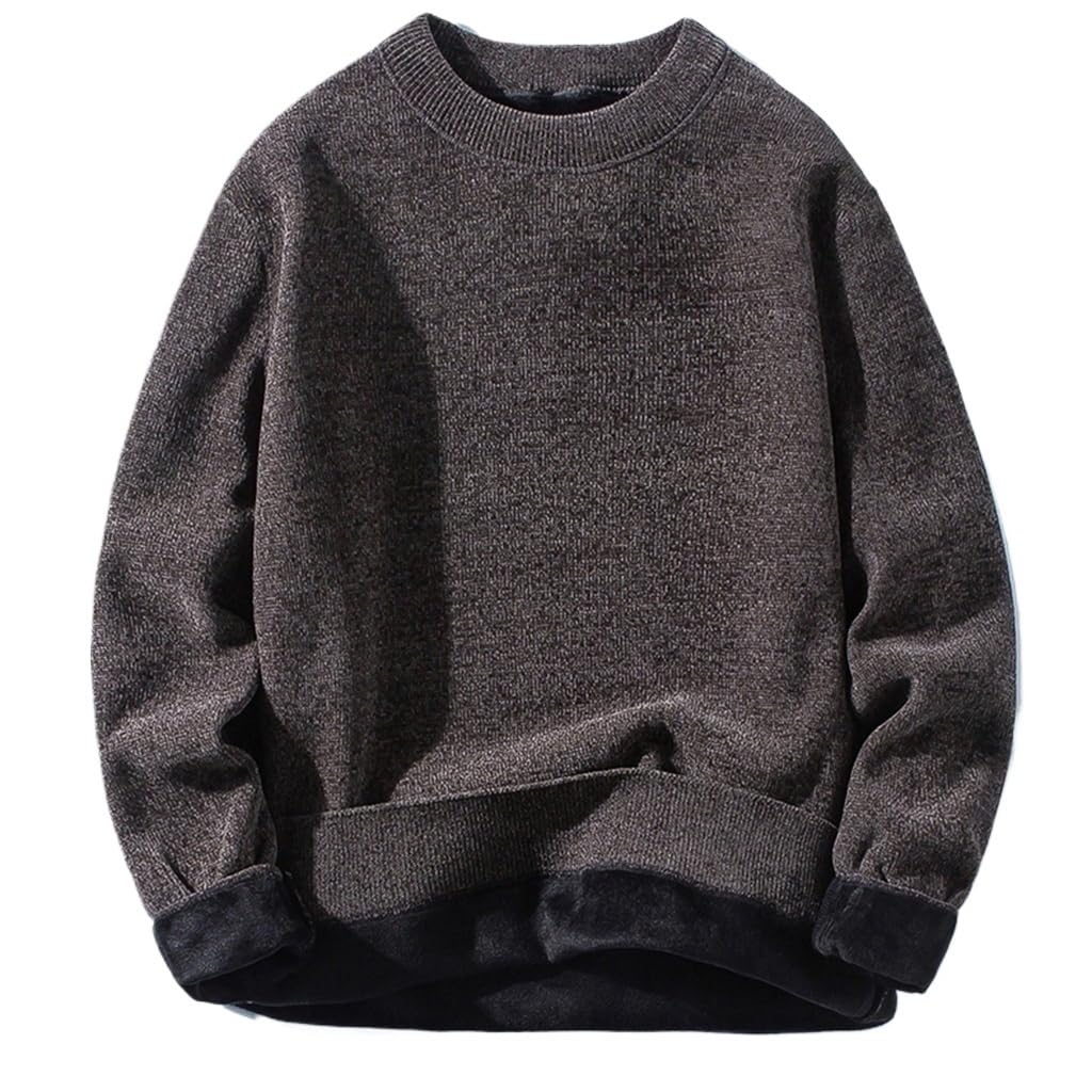 Pull homme rembourré épaissi en maille avec isolation thermique
