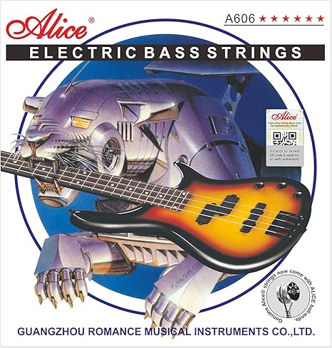 Alice Bass String 4 Strings Set, Nickel Alloy Winding Bass Guitar Strings with Nickel-Plated Ball-End, 045-105 Medium Gauge