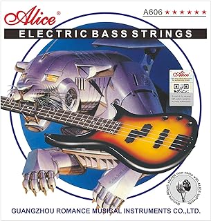 Alice Bass String 4 Strings Set, Nickel Alloy Winding Bass Guitar Strings with Nickel-Plated Ball-End, 045-105 Medium Gauge