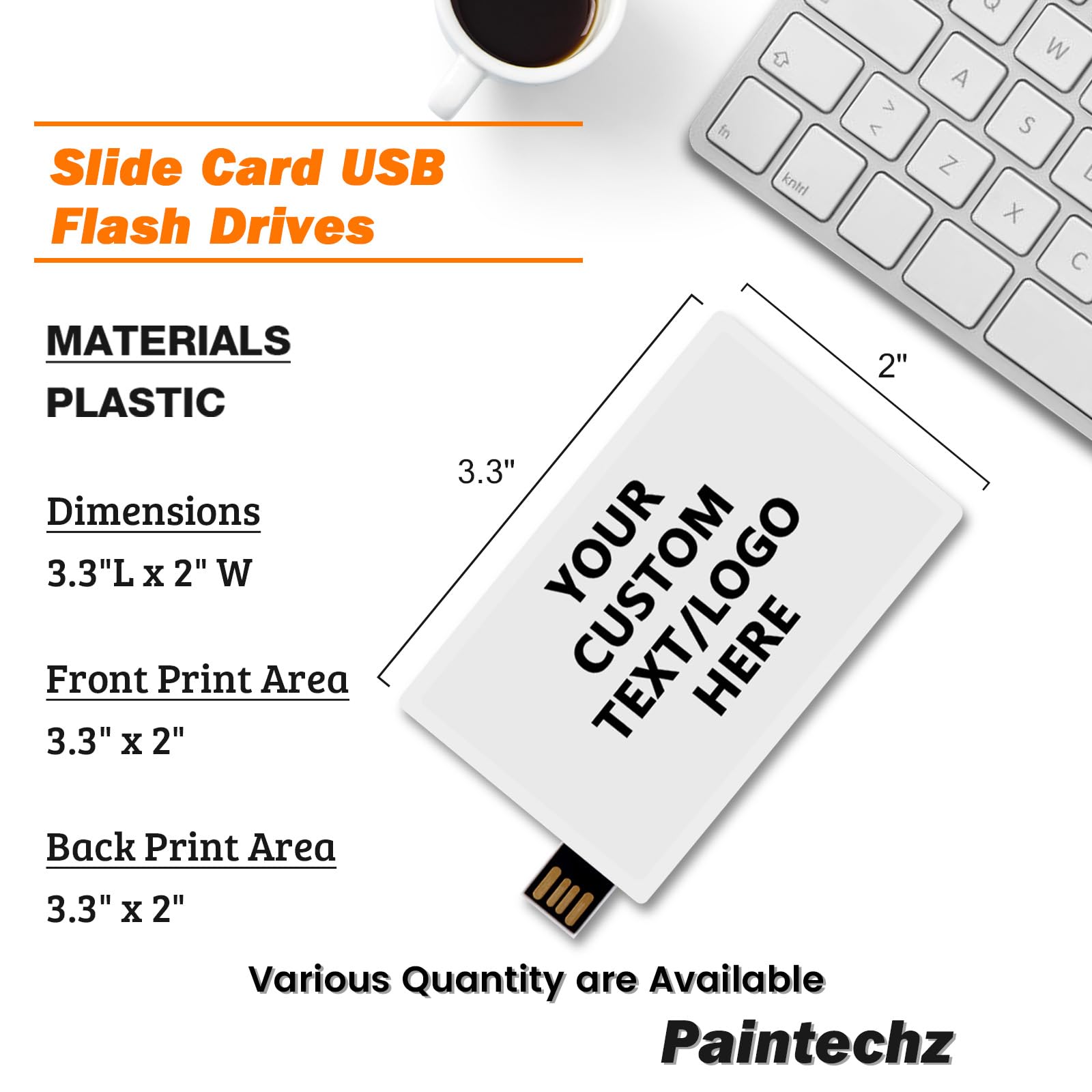 USB Stick Kreditkarten Personalisiert 1000 Stück, Individualisiert Logo Bedrucken - als Firmengeschenke und Werbegeschenke - 4GB