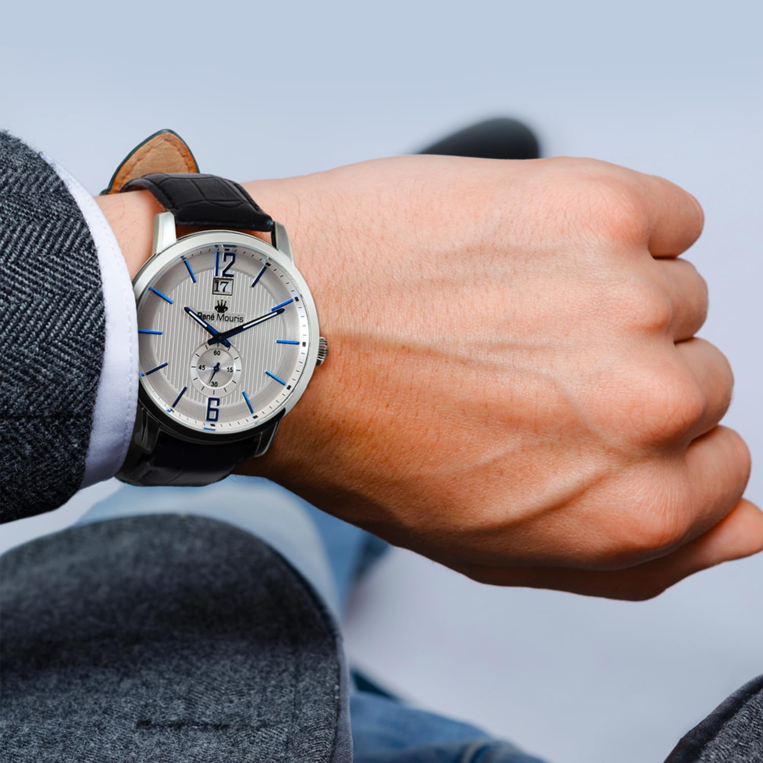 René Mouris Executive Quarzuhren Für Herren – 44MM Klassische Uhr Aus 316L Edelstahl