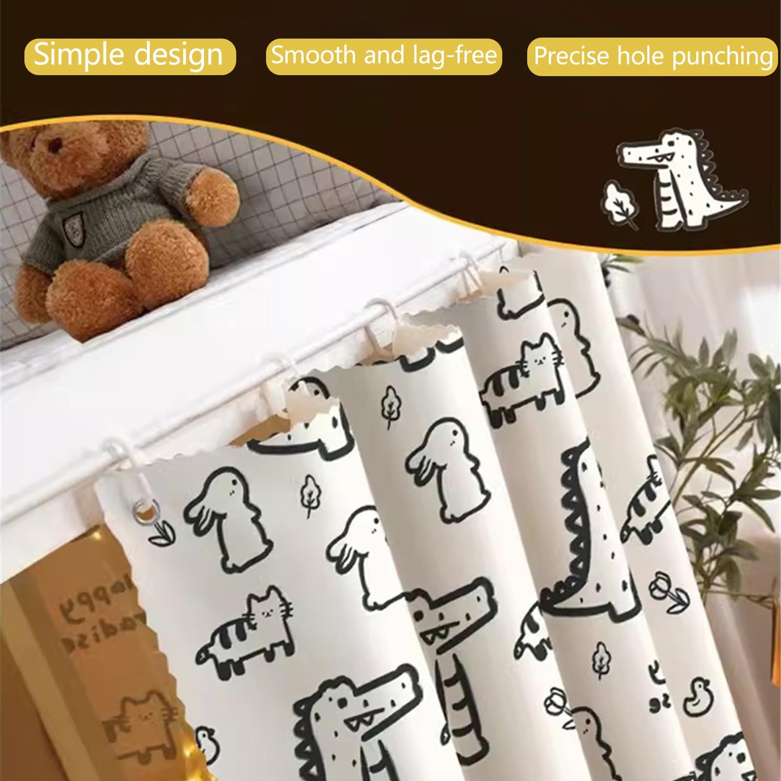 Singolo Tenda da Letto Traspirante Baldacchino per Letto Oscuranti Privacy Tenda A Baldacchino per Letto A Castello Antipolvere Dormitorio Camera dei Bambini(Curtain*3+Top,1.35M_Cat)