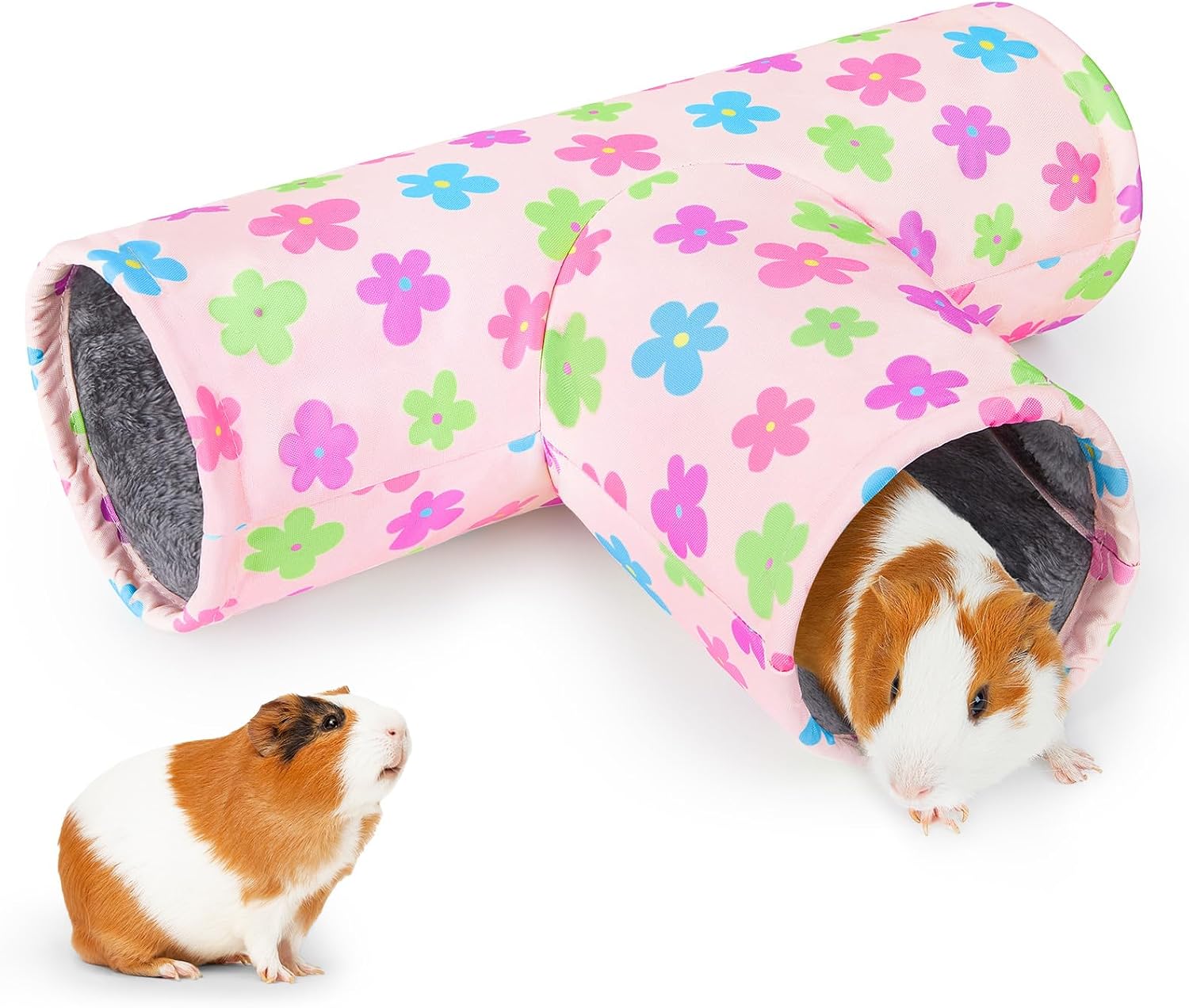 Glittme Washable Guinea Pig Tunnel, 17.7" Soft Plush Hideout for Small Pets