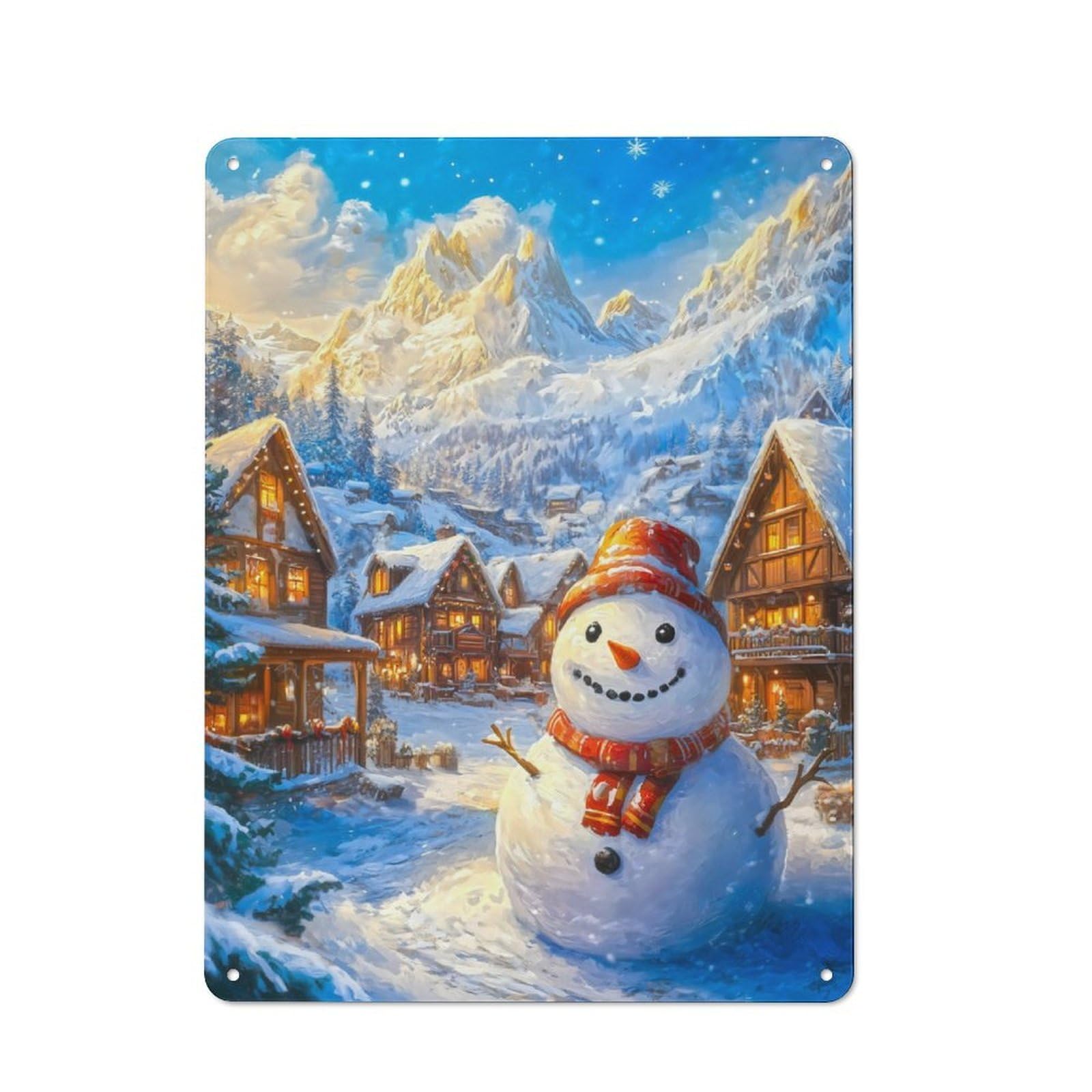 Junmoney Snowman Winter Wonderland For Garden Room Or Summerhouse, Vintage Tin Sign 40X30cm, A Metal Wall Feature For Garden Rooms And Summerhouses