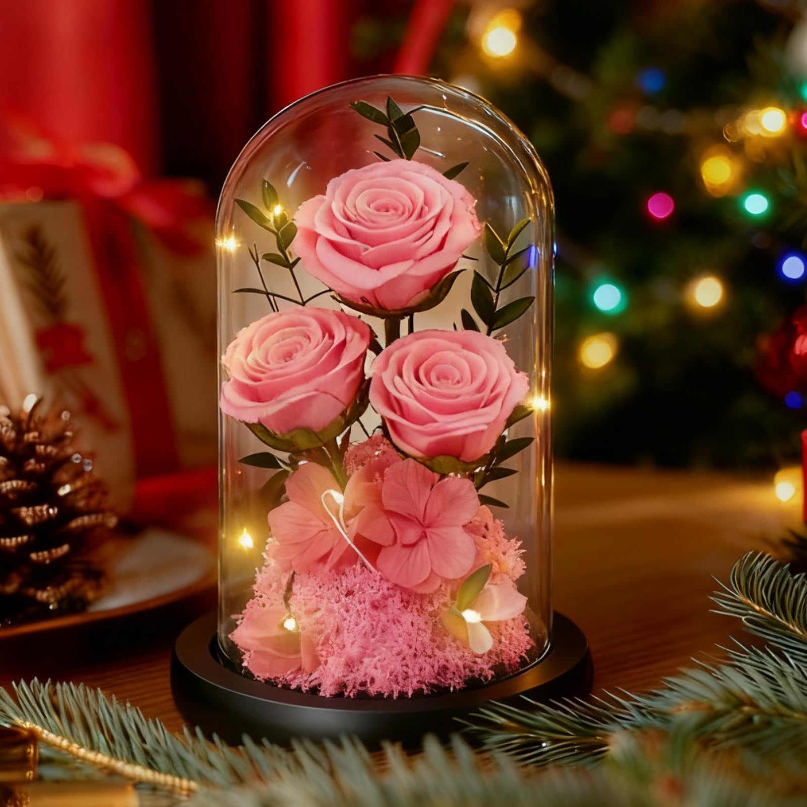 Birthday Gifts for Women Mom Fresh Flowers for Delivery Prime Forever Preserved Rose in Glass Dome Gifts for Her Girlfriend Grandma Daughter Wife Valentines Mothers Day Christmas Anniversary-Pink