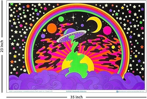 Miniatura 3 de Póster de luz negra flocada de Audrey Herbertson de abducción psicodélica, 35 x 23 pulgadas