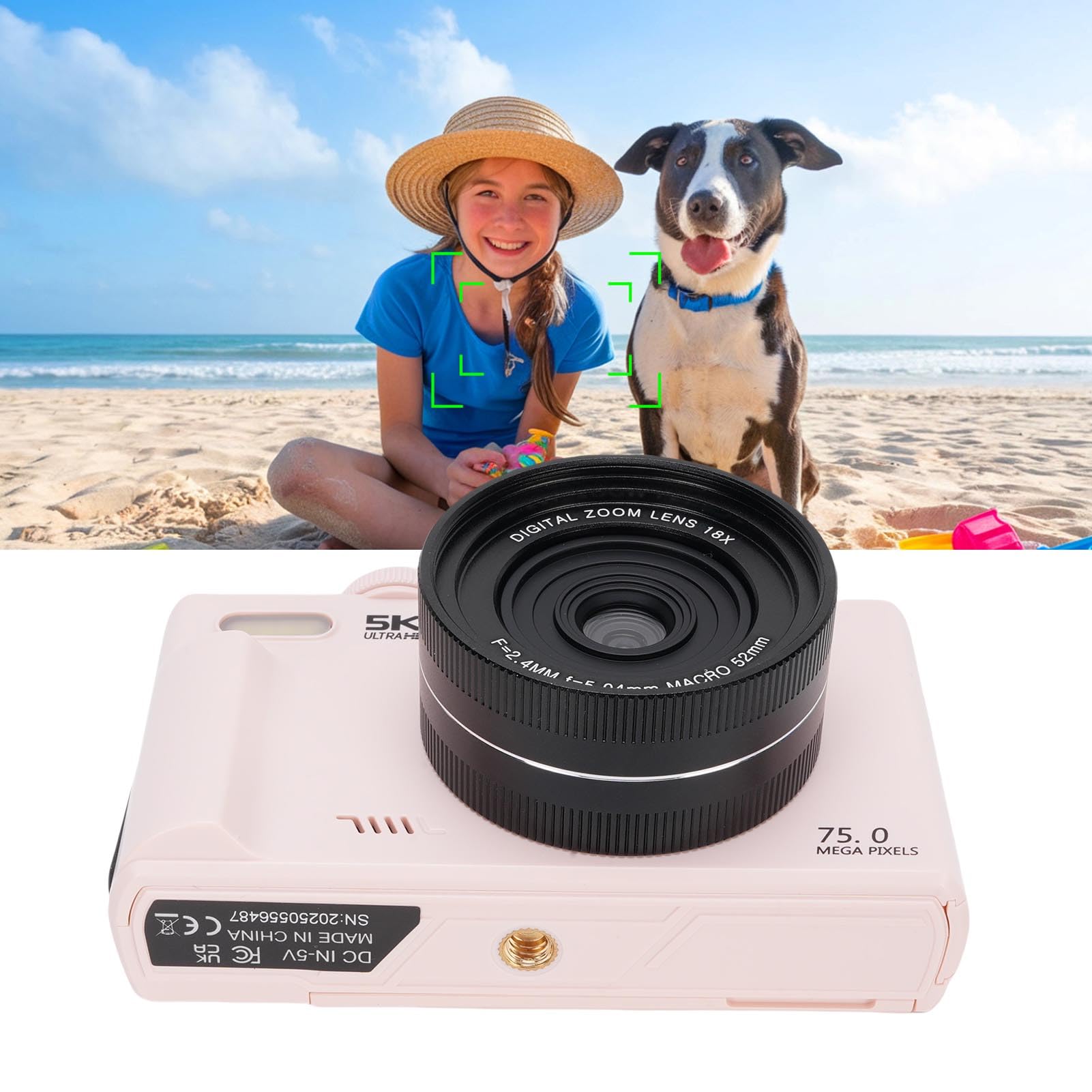 Amazon | VBESTLIFE 写真用5Kデジタルカメラ,18Xズーム付きWiFi 75MPヴ