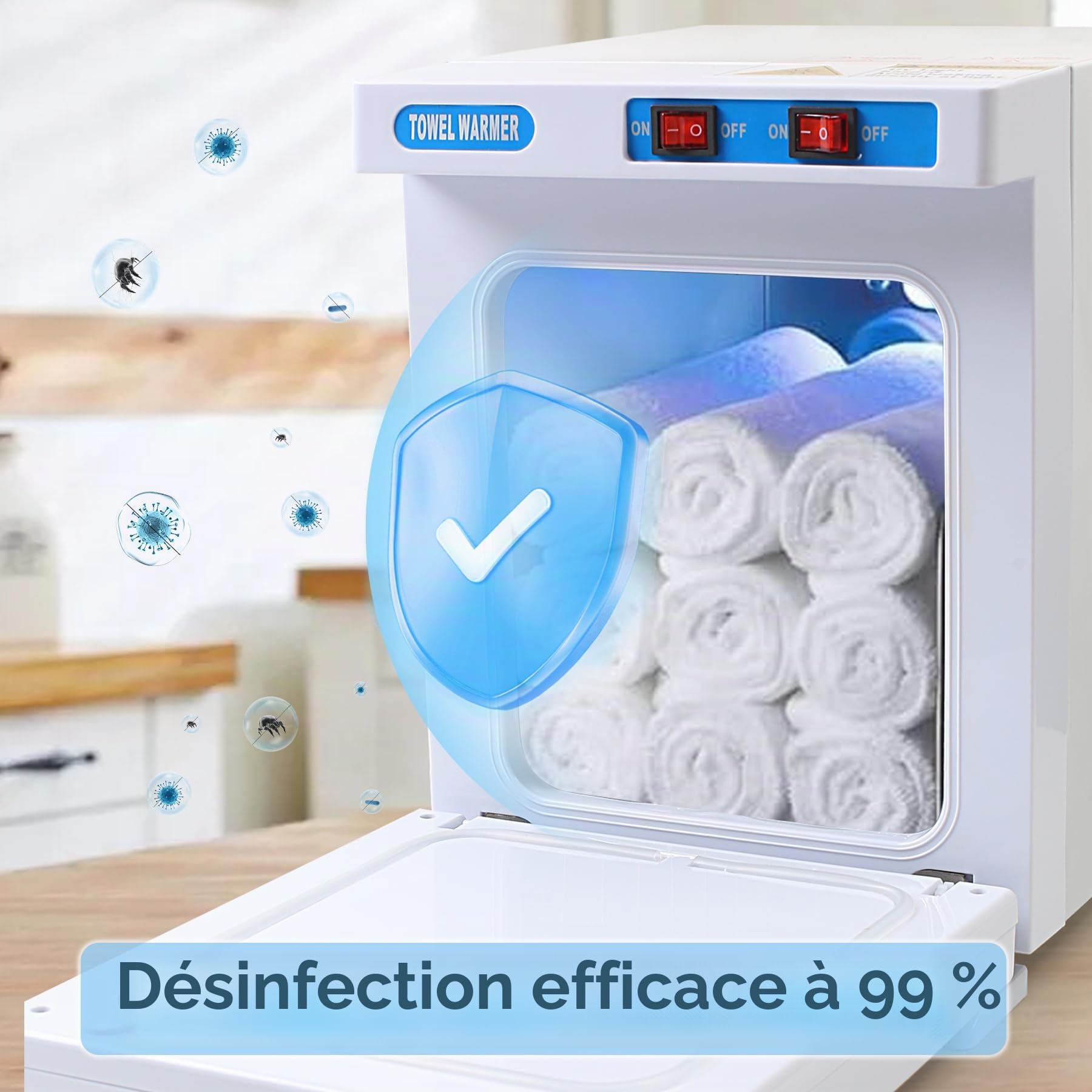 Chauffe-Serviettes, Professionnel Sèche-Serviettes 176 °F, 5L Vitesse de Chauffage extrêmement Rapide jusqu'à 360 °C, Stérilisateur Chauffe Serviette Esthetique Spa de Grande Capacité