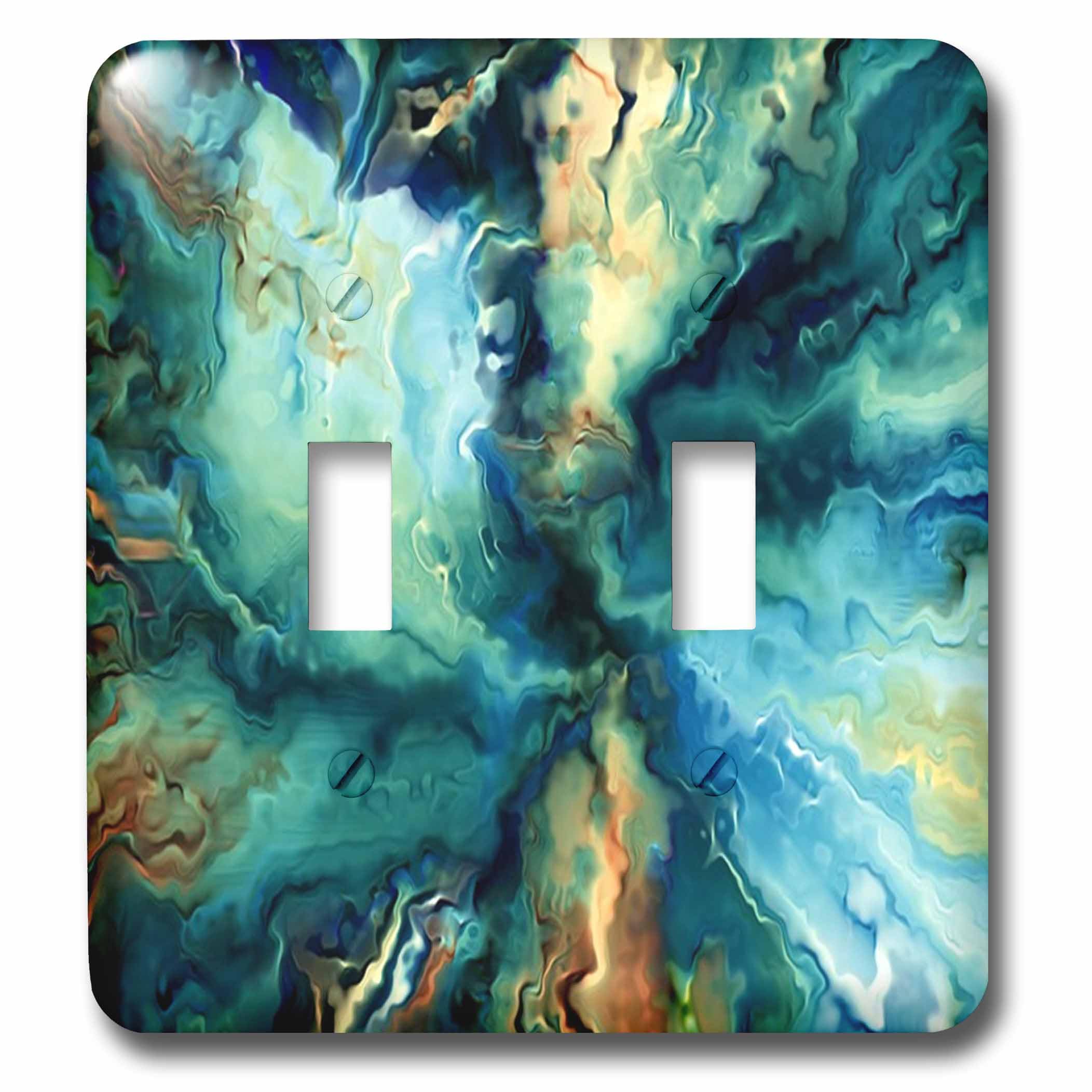Interruptor doble abstracto azul y amarillo 3dRose LSP 205018 2 para pared