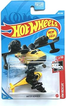 DieCast Hotwheels Water Bomber, HW Rescue 2/10 [Black and Yellow] 205/250