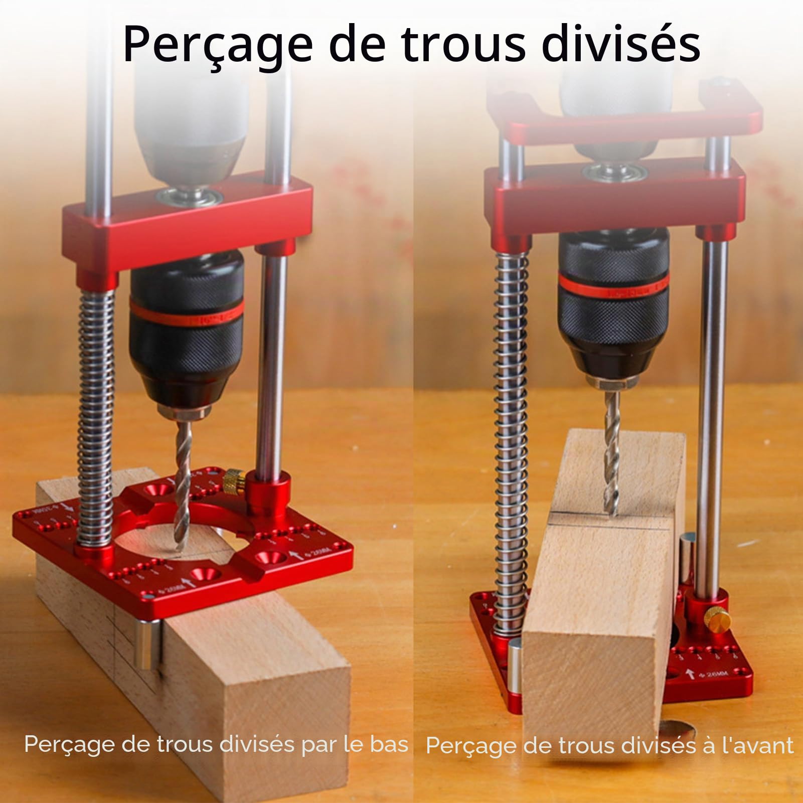 Support de Perceuse à Colonne, Guide de Perçage, Localisateur de Charnière pour le Travail du Bois, Fixation de 35 Mm, avec Mandrin à clé, échelle Réglable pour Perceuse
