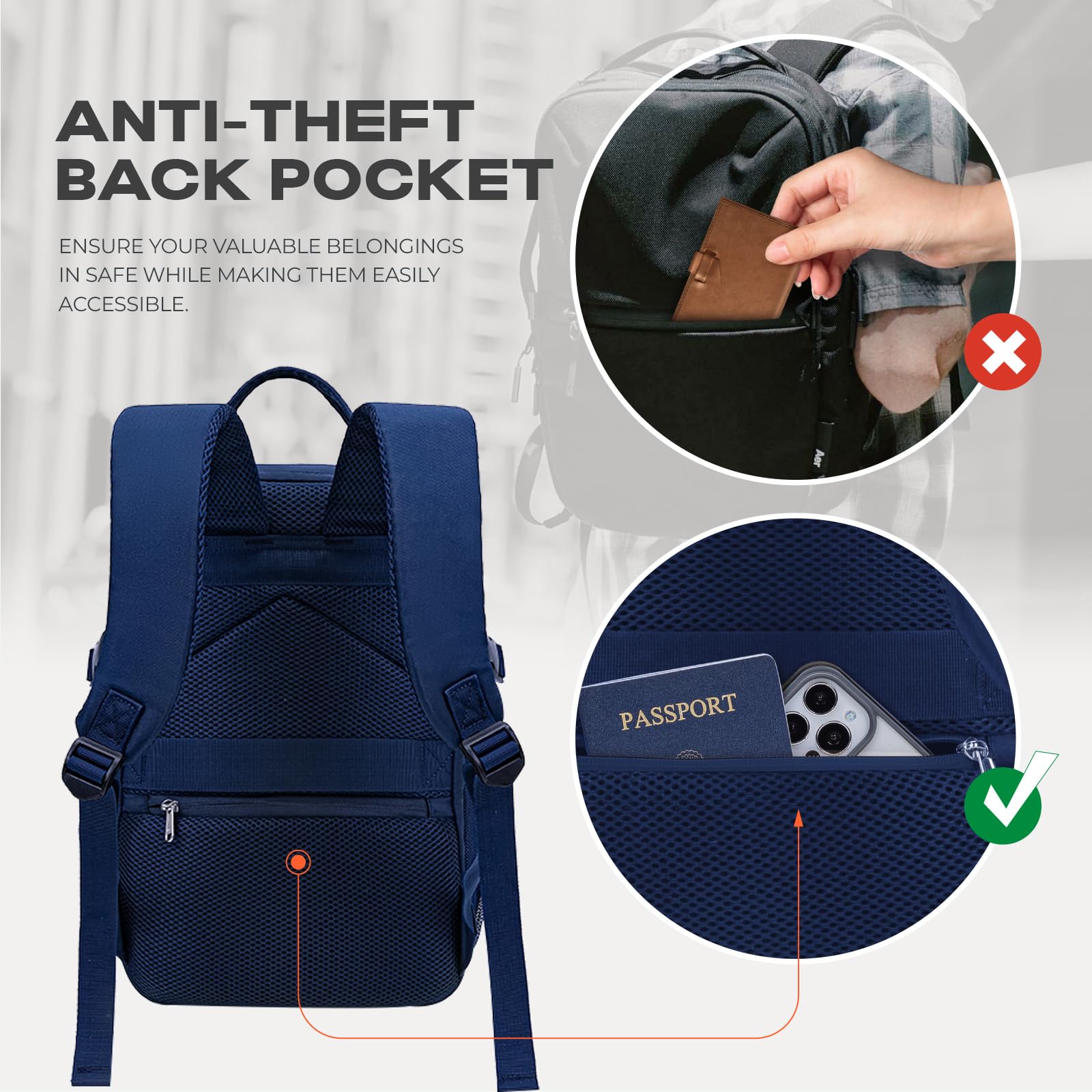 VMIKIV per Zaino Ryanair 40x20x25 Zaino da Viaggio Aereo Bagaglio a Mano Borsa da Viaggio Zaino Donna Uomo per Aereo Zaini da Viaggio Zaino Antifurto Piccolo Borsone da Cabina per Scuola Lavoro