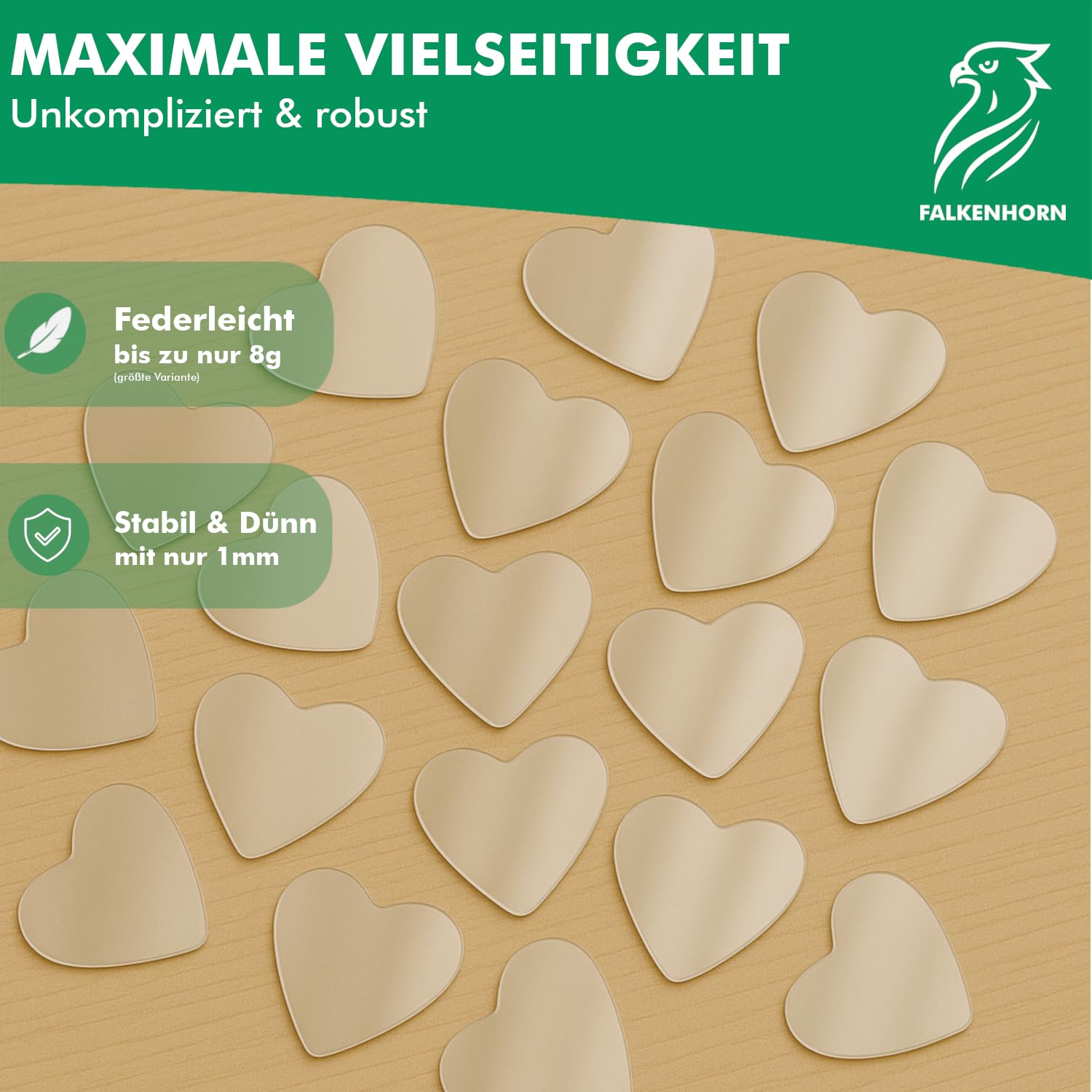 Specchio a mano – Specchio acrilico a forma di cuore ultra piatto ideale per fai da te, bambini, fai da te, decorazione portafogli o come regalo, 5,5 cm (a forma di cuore)