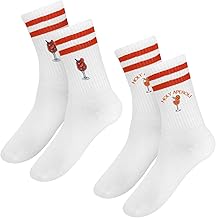FAMCUCHE 2 Paar Aperol Socken, Lustige Aperol Geschenk, Tennissocken mit Motiv Atmungsaktive und Geruchsschutz, Tennis Socken 36-42, Weiße Tennis socken für Damen und Herren