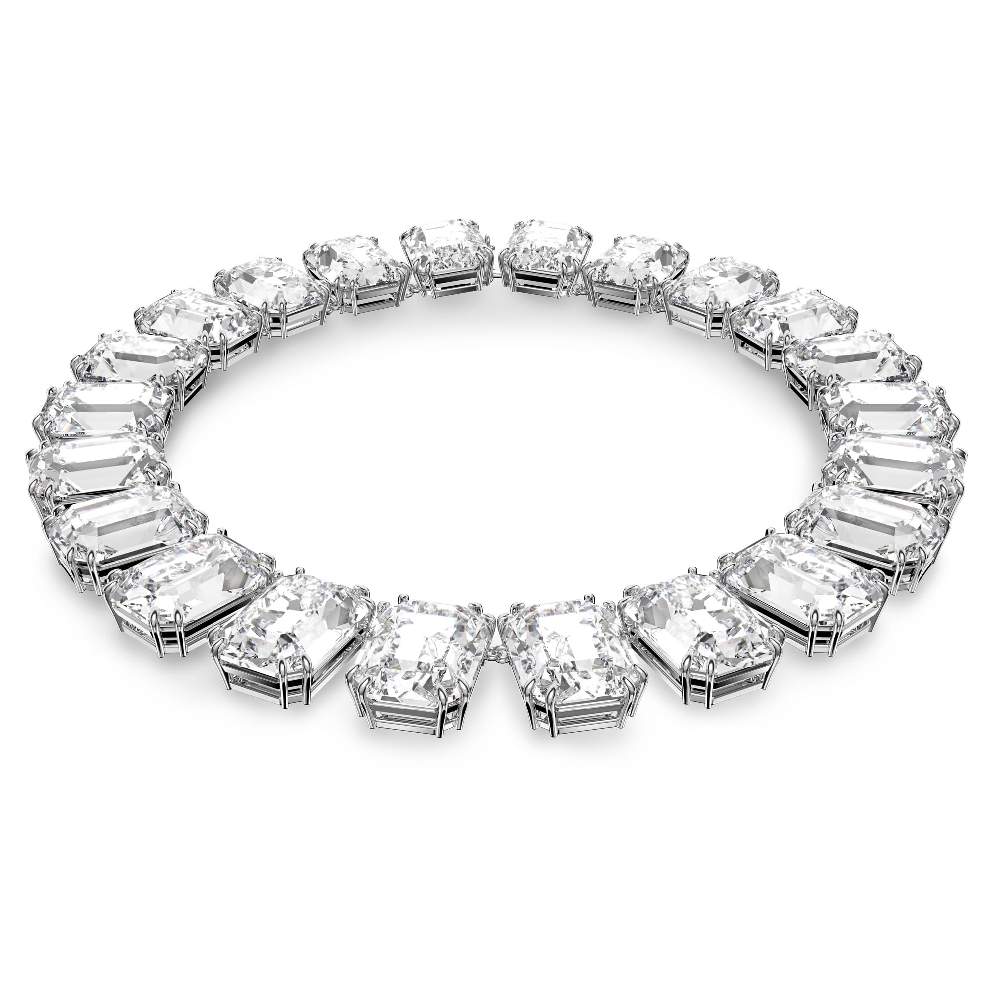Swarovski Dam Millenia halsband, överdimensionerade kristaller, oktagonsnitt, vit, rodiumpläterad, one size, Metall, Ingen ädelsten