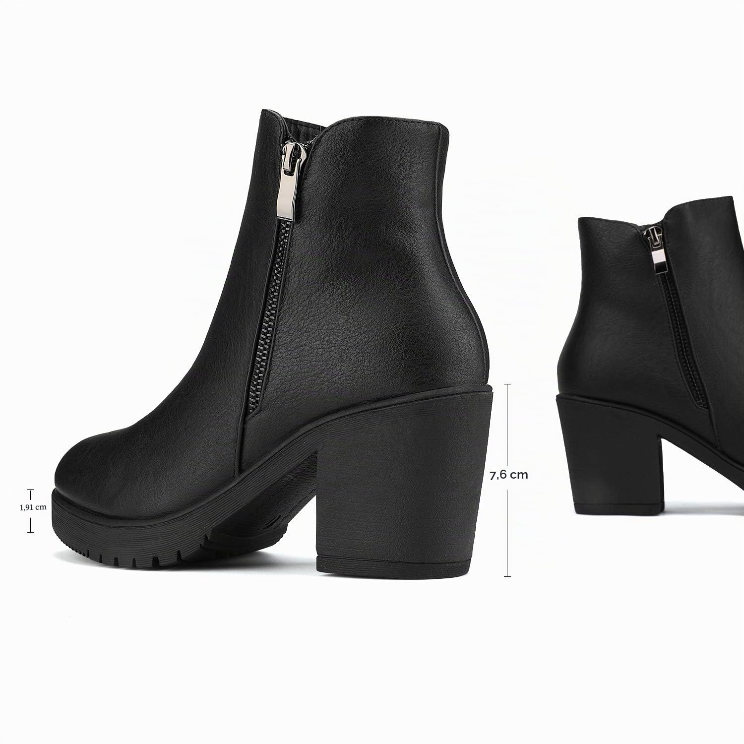 DREAM PAIRS Stivali da Donna Stivaletti alla Caviglia con Tacco Grosso,Size 37,Nero Lucido,Z0EY-2