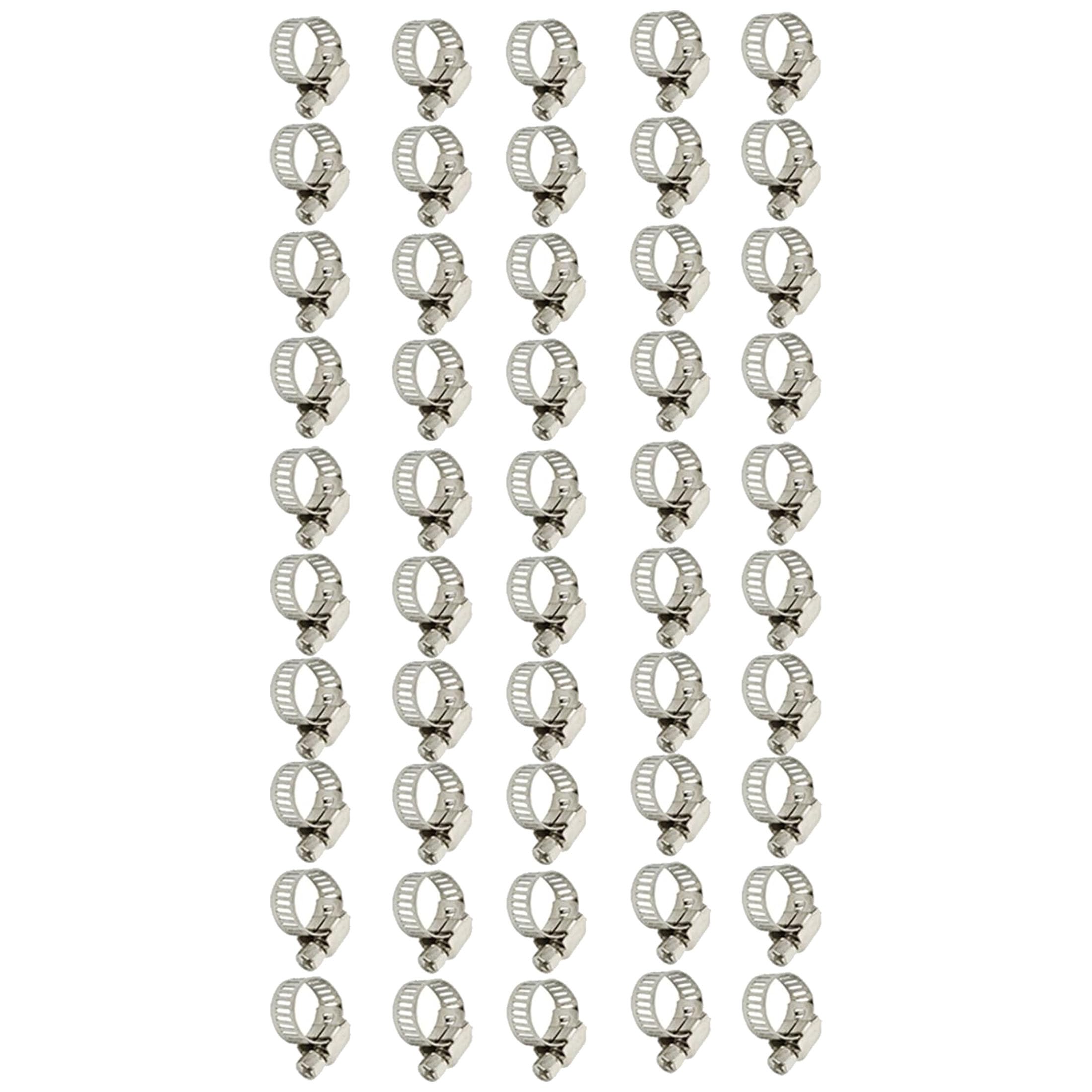 Thomletha 50Pcs Hose Clamp 3/8-1/2 Inch Stainless Steel Hose Clamp 8-12 MM Fittings Clamps Fit for Fixing Hoses, Cables and Fuel Lines