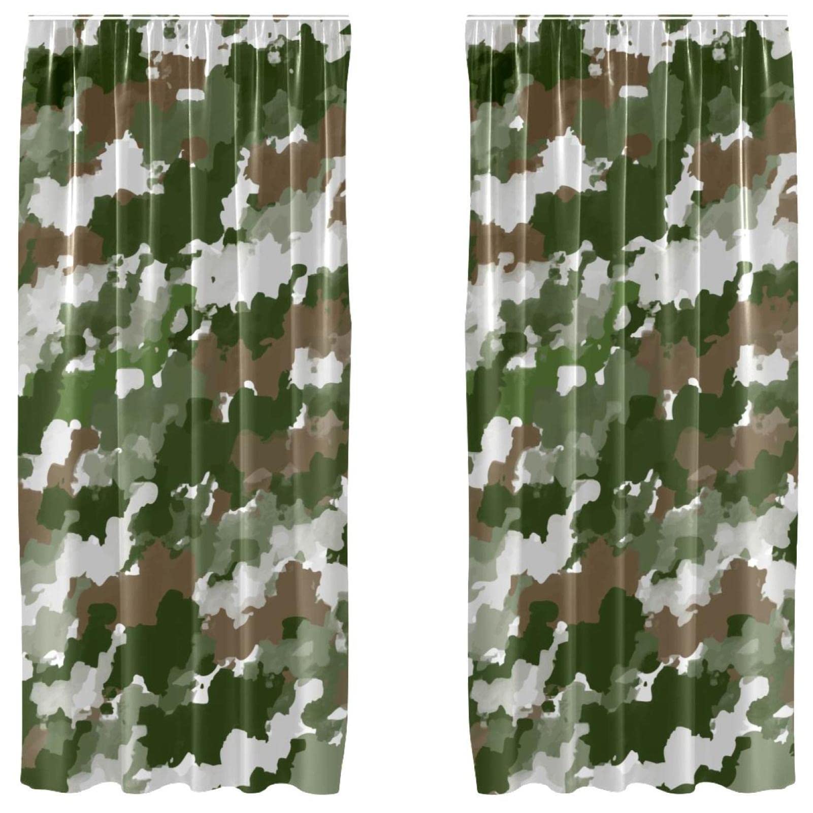 Cortinas camuflaje verde para salón moderno y estancias de descanso familiar