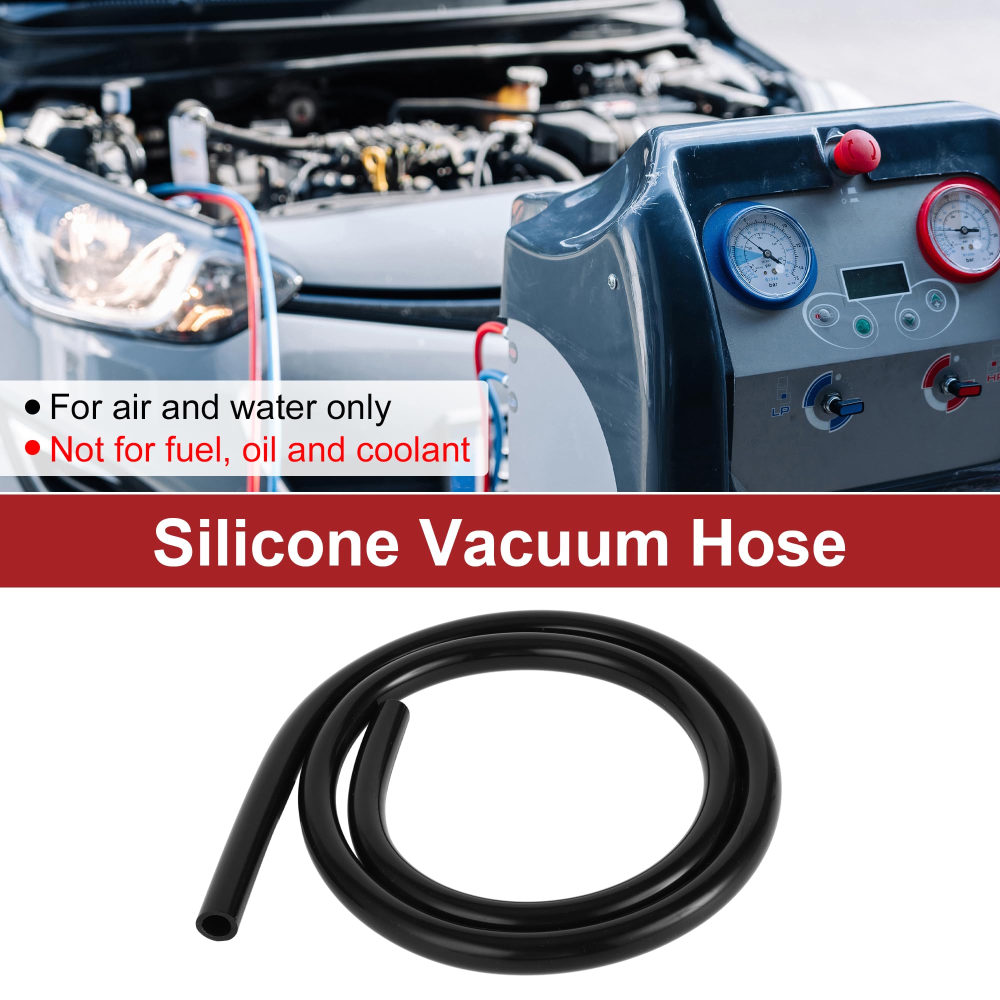 Tubo Silicone Per Aspirazione Auto 18mm ID – 122cm, 130 PSI, Alta Temp. -40°C A 220°C, Nero, Tagliabile Su Misura