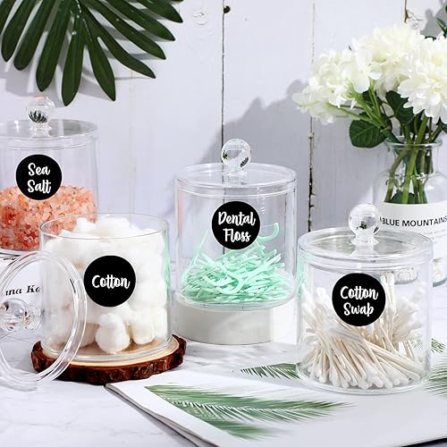 Miniatura 5 de 6 tarros de boticario extra grandes para baño organizador de baño soporte de bolas de algodón recipientes de baño acrílicos con tapas juego de