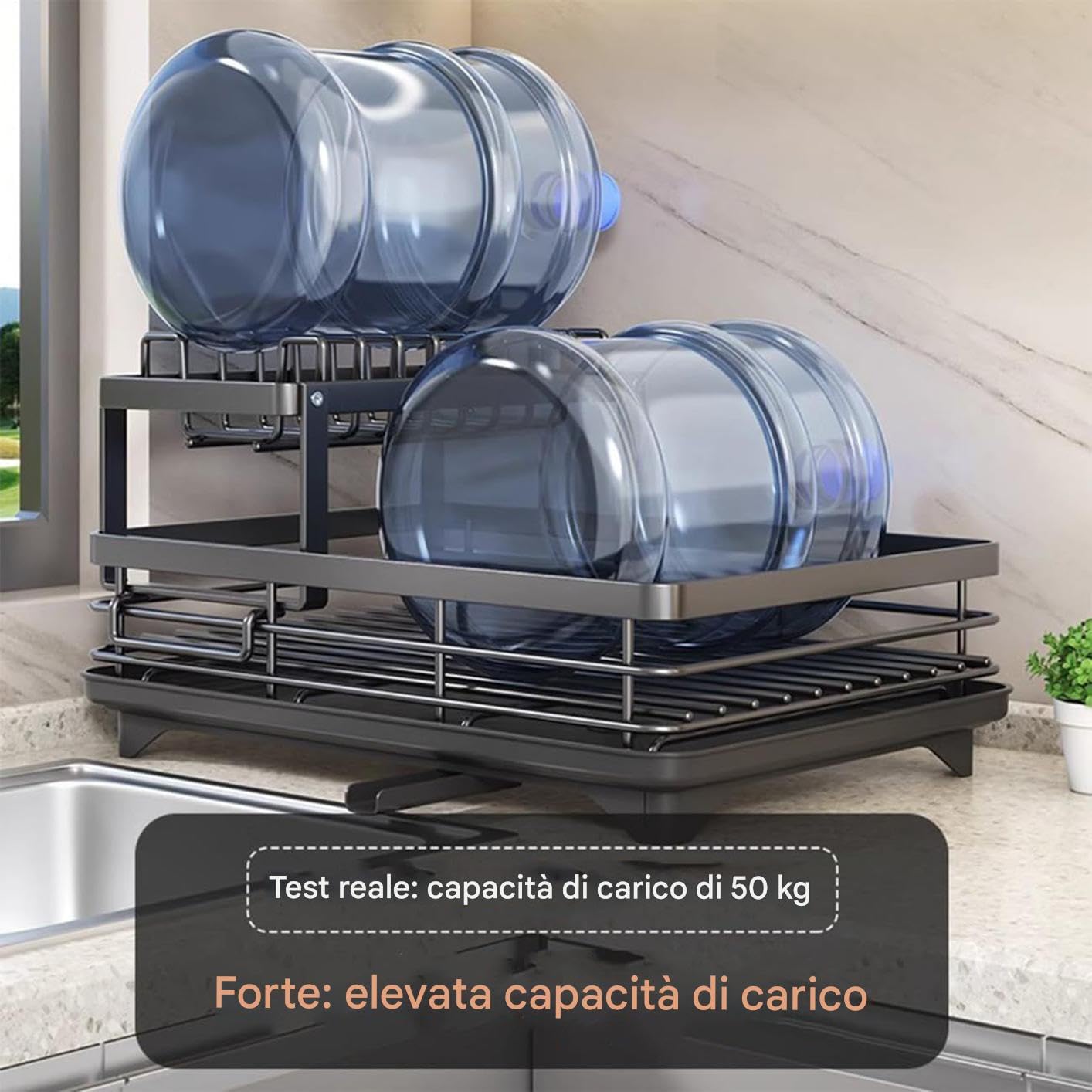 Generico Scolapiatti Cucina Organizer Lavello Portautensili Portatazze | Scolapiatti a 2 ripiani per piano cucina Contenitore Per Ciotole Posate Su Piano Lavoro Camper